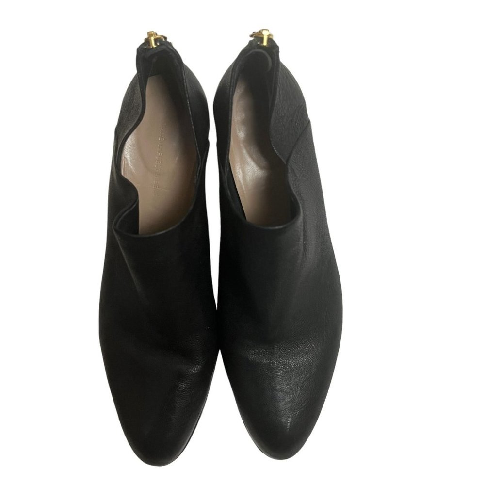 Diane Von Furstenberg Back Zip Block Heel Ankle Boots Leather Black Size US 8.5M - Picture 2 of 10